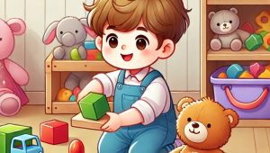 ребенок играет в детской комнате