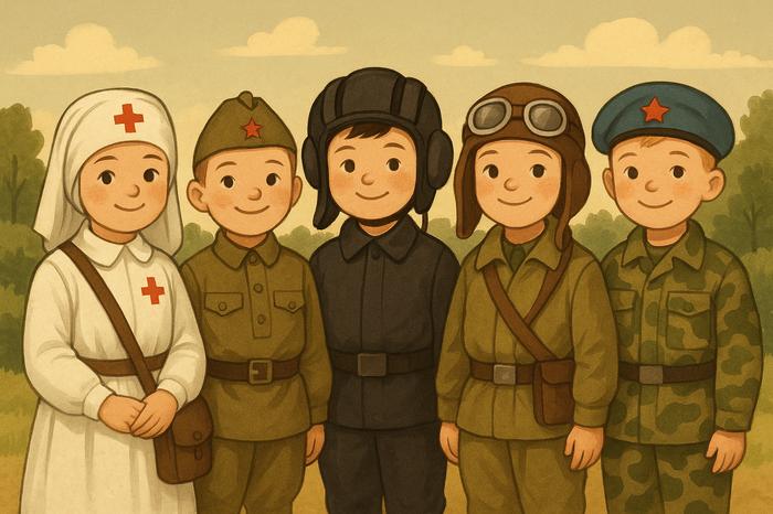 дети в военной одежде