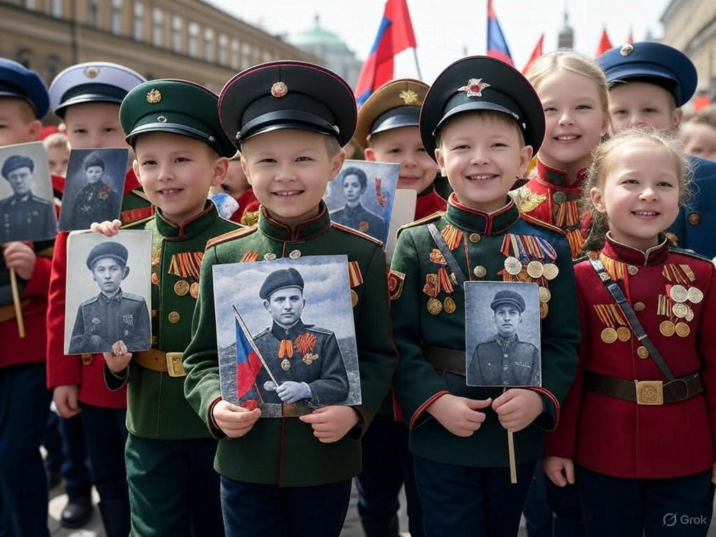 дети на параде 9 мая