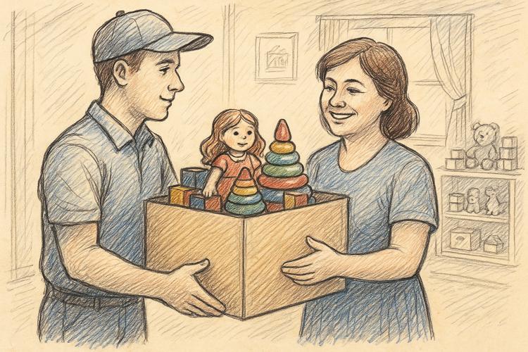 воспитателю привезли игрушки