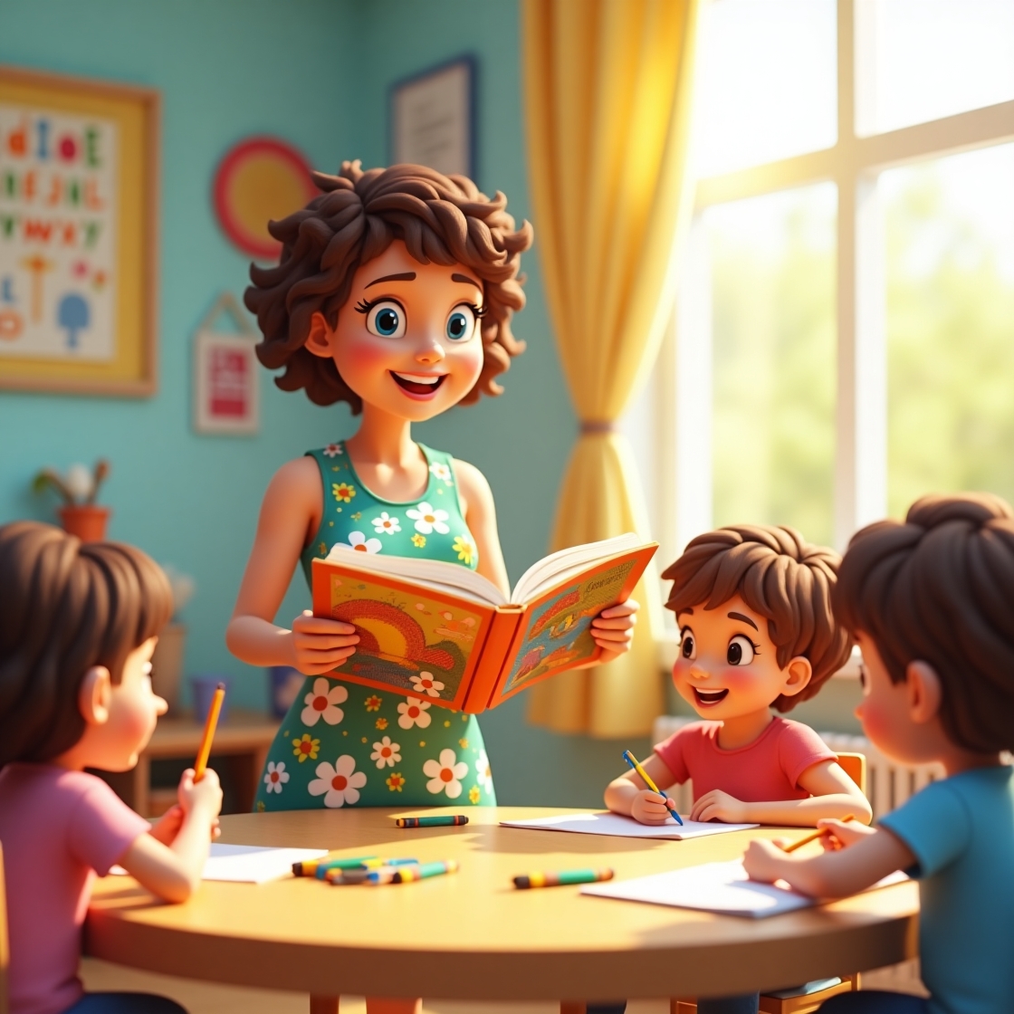 воспитатель играет с детьми