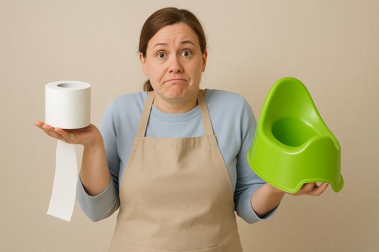 воспитатель с горшком и туалетной бумагой