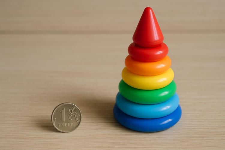 пирамидка детская и рубль