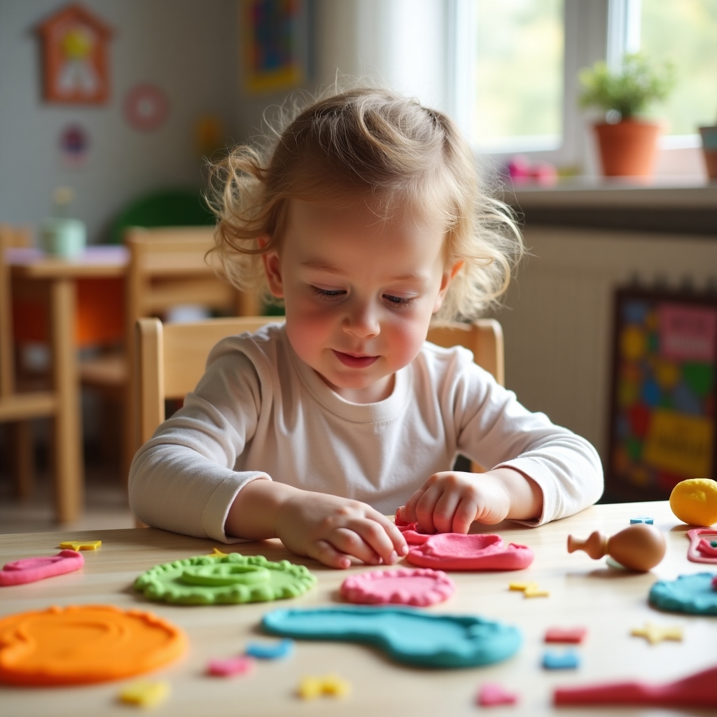 ребенок лепит из пластилина