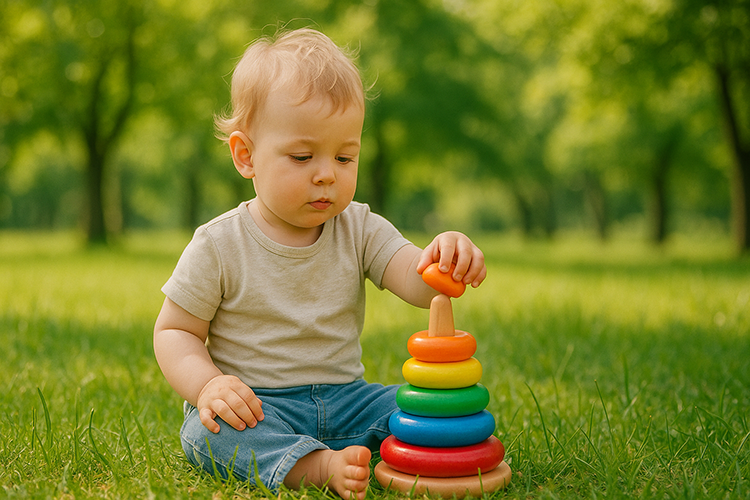 ребенок играет на природе