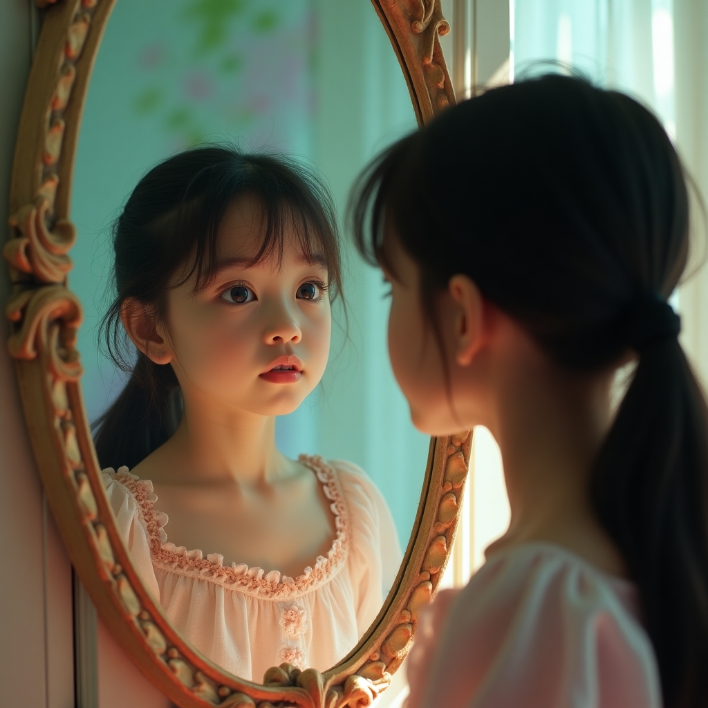девочка у зеркала
