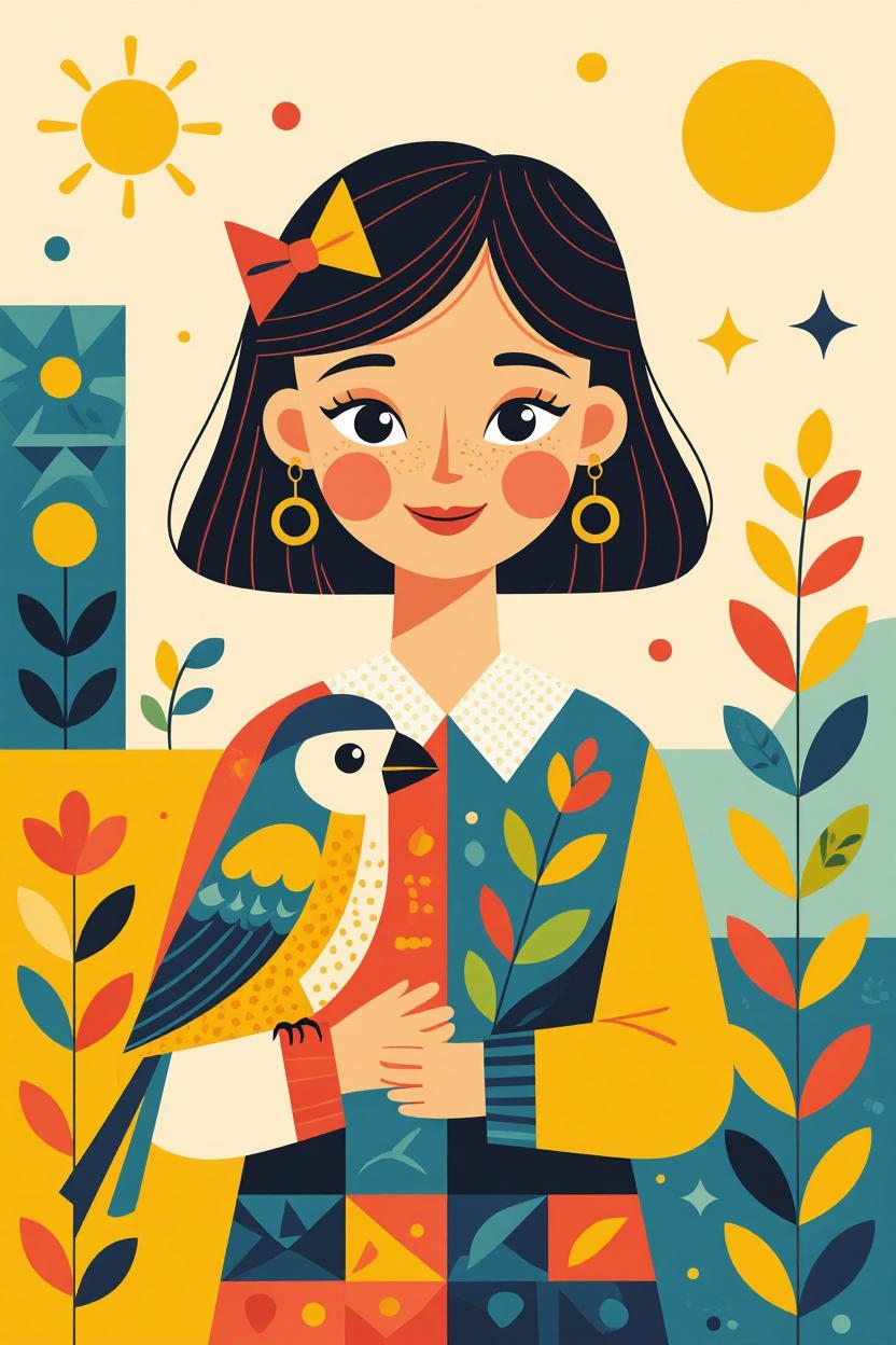 девочка и синичка