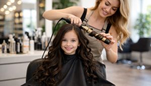 девочка в парикмахерской
