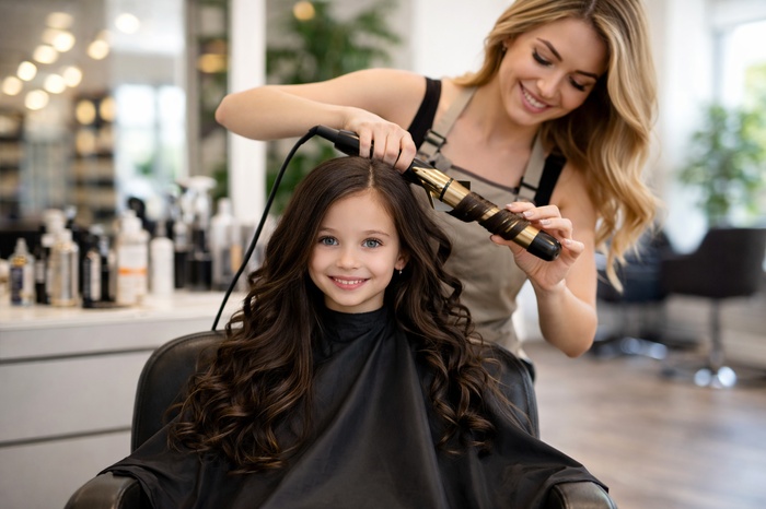 девочка в парикмахерской