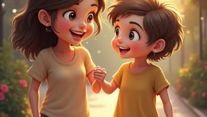 мама и сын идут в детский сад