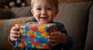 ребенок держит подарок