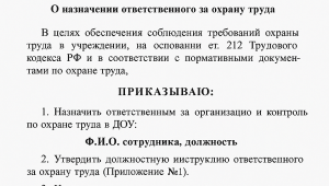 пример приказа заведующей детским садом