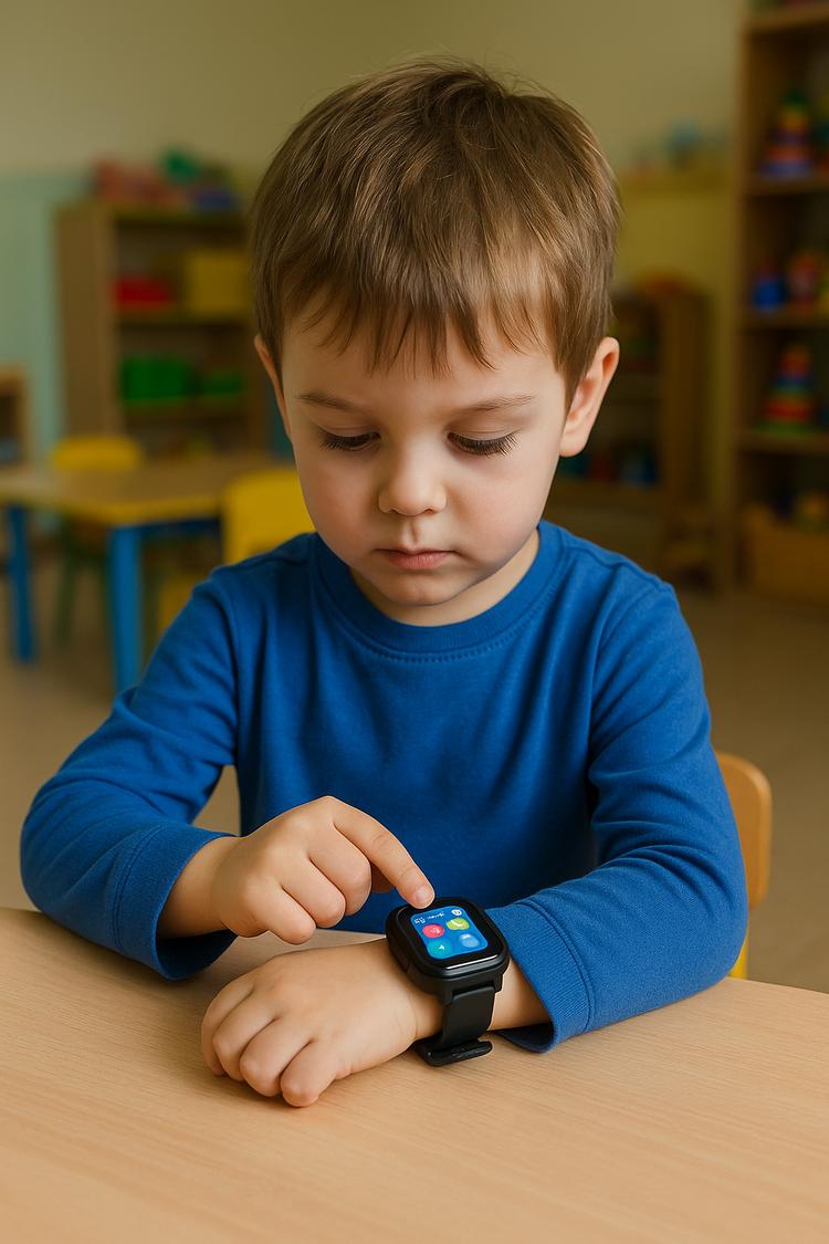 ребенок со смарт-часами в детском саду