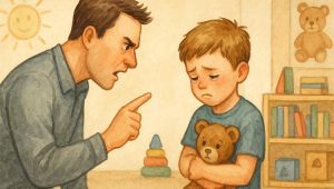 папа ругает сына