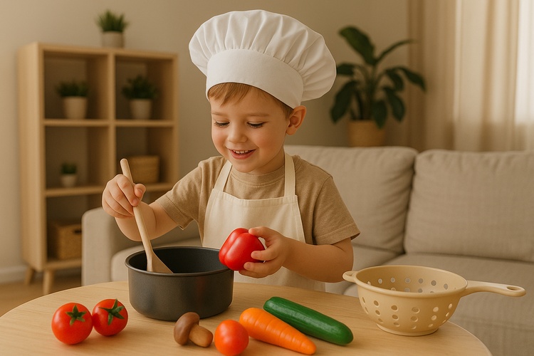 мальчик играет в повара