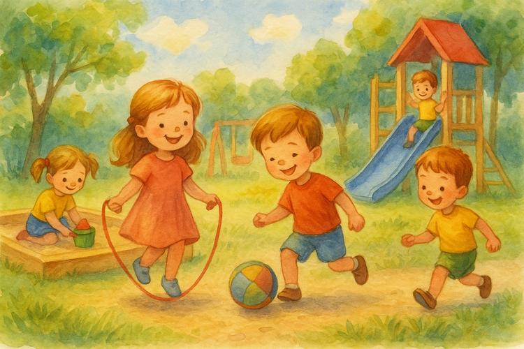 дети летом в детском саду