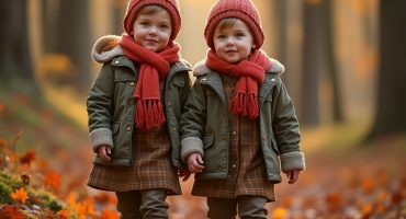 дети гуляют в осеннем лесу