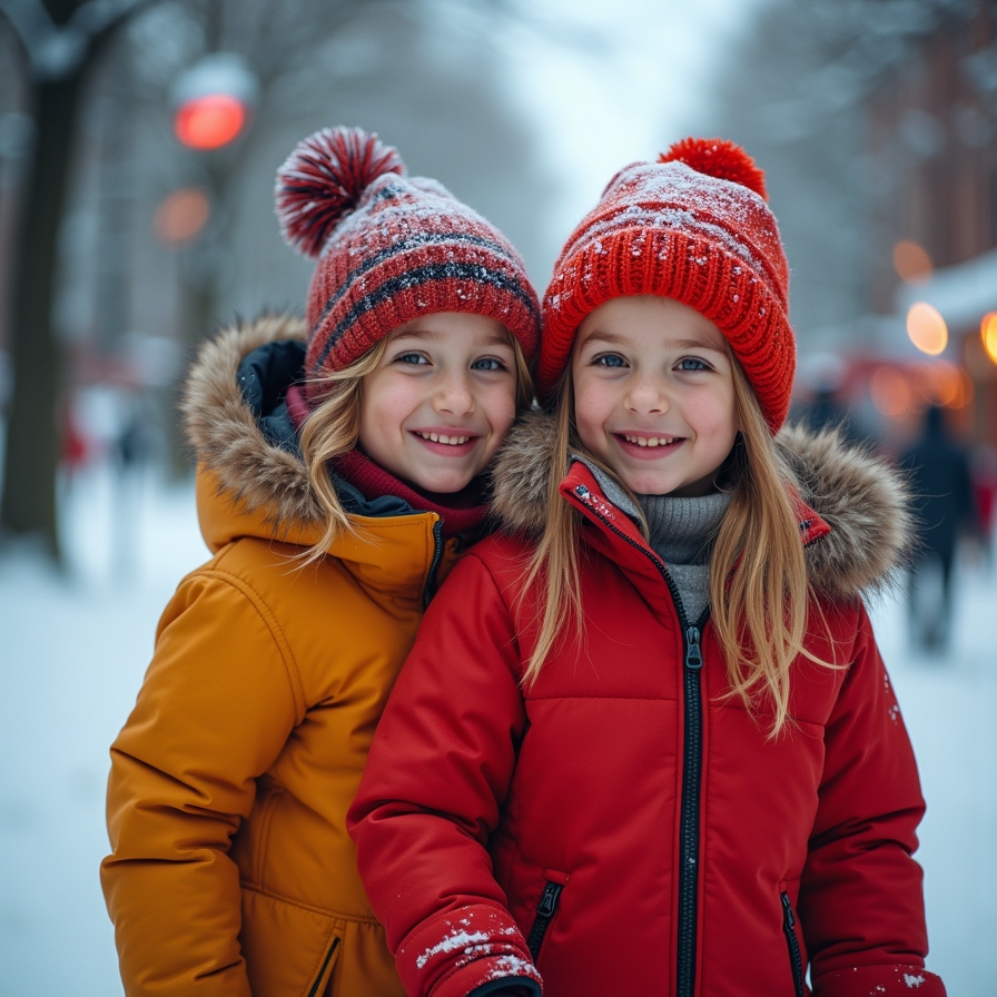 дети зимой на елке 