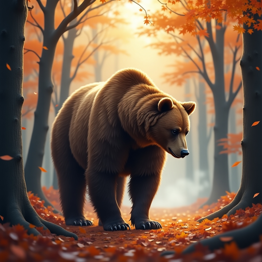 медведь в осеннем лесу