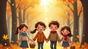 дети в осеннем лесу