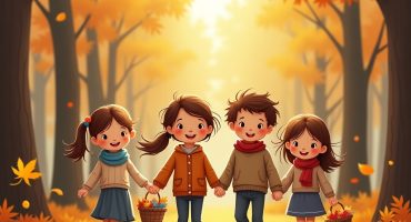 дети в осеннем лесу